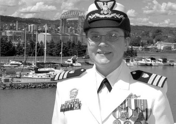 Mary Ellen Durley June 22 2012 Change of Command with Duluth Aerial Lift Bridge