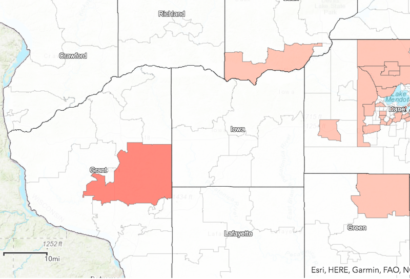 Census tracts with 5+ positive tests