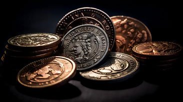 640-ancient-coins-on-black-background-generative-ai