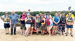 FLOW AM 2025_paddle group with Flo the Paddlefish