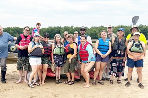 FLOW AM 2025_paddle group with Flo the Paddlefish