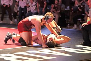 Jack Simmons smiles vs Caledonia-Houston