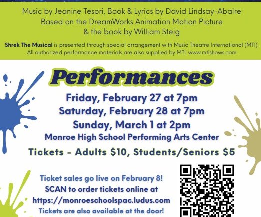 MHS Shrek the Musical coming next weekend