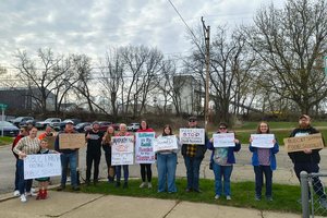 Community members protest Marklein budget influence