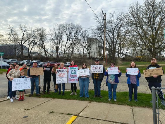 Community members protest Marklein budget influence