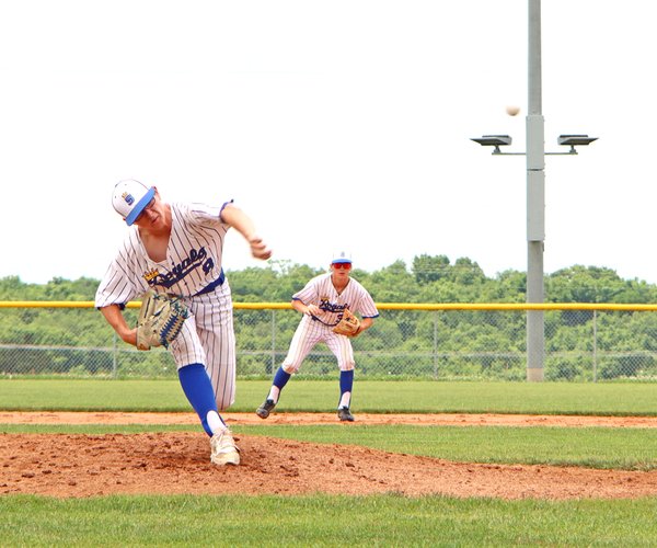 Sam Gallagher Pitching and Basil Hall 2nd Base