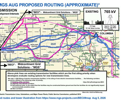Comparison BECI lines and existing utility lines