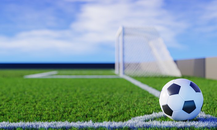 Soccer ball ready for corner kick