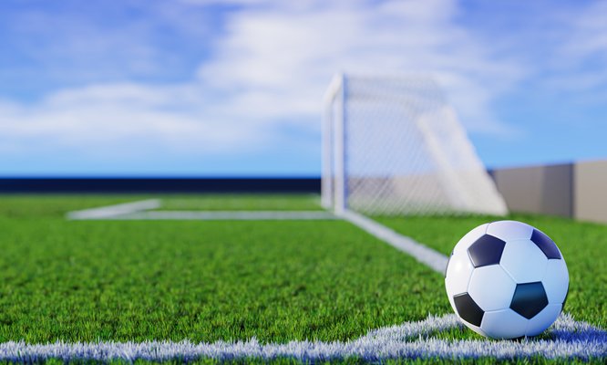 Soccer ball ready for corner kick